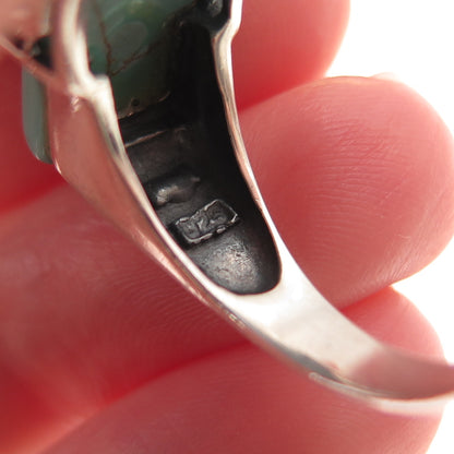 925 Sterling Silver Vintage Real Tyrone Turquoise Swirl Oxidized Ring Size 9.25
