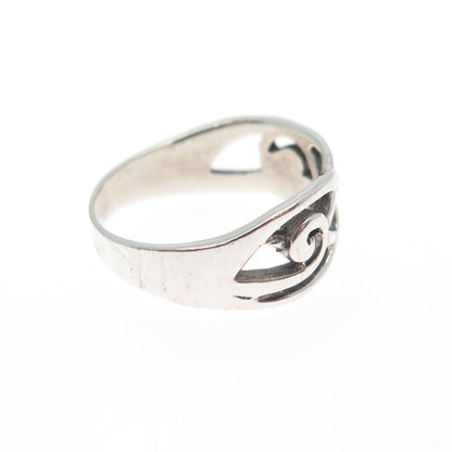 925 Sterling Silver Vintage Celtic Knot Heart Arrow Oxidized Ring Size 6.25