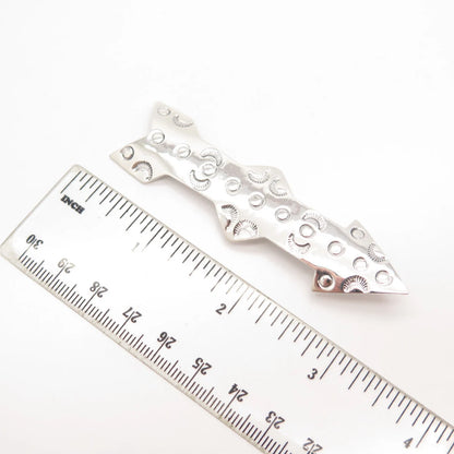 925 Sterling Silver Vintage Textured Sun & Moon Rocket Pin Brooch