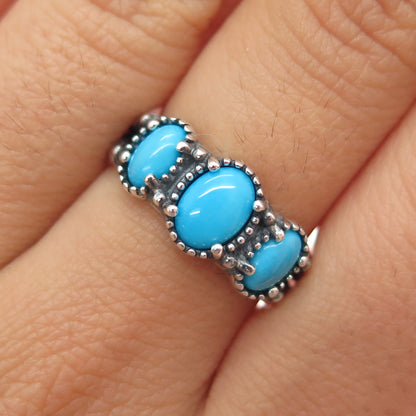 CAROLYN POLLACK American West Old Pawn Sterling Vintage Turquoise Ring Size 7.25