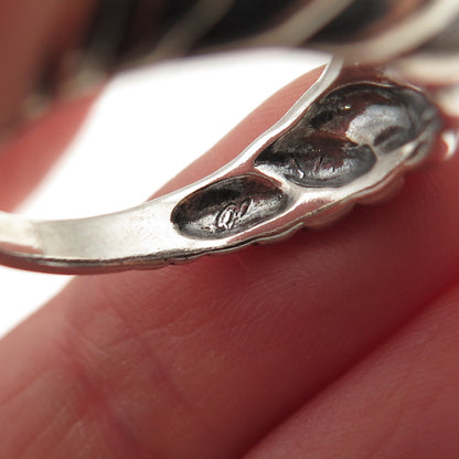 Carolyn Pollack Sterling Silver Vintage Modernist Ribbed Oxidized Ring Size 9