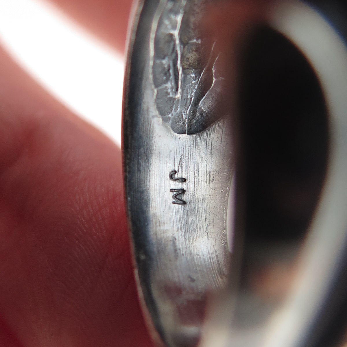 JOSEPH MASANIELLO 925 Sterling Silver Vintage Modernist Oxidized Ring Size 7.75