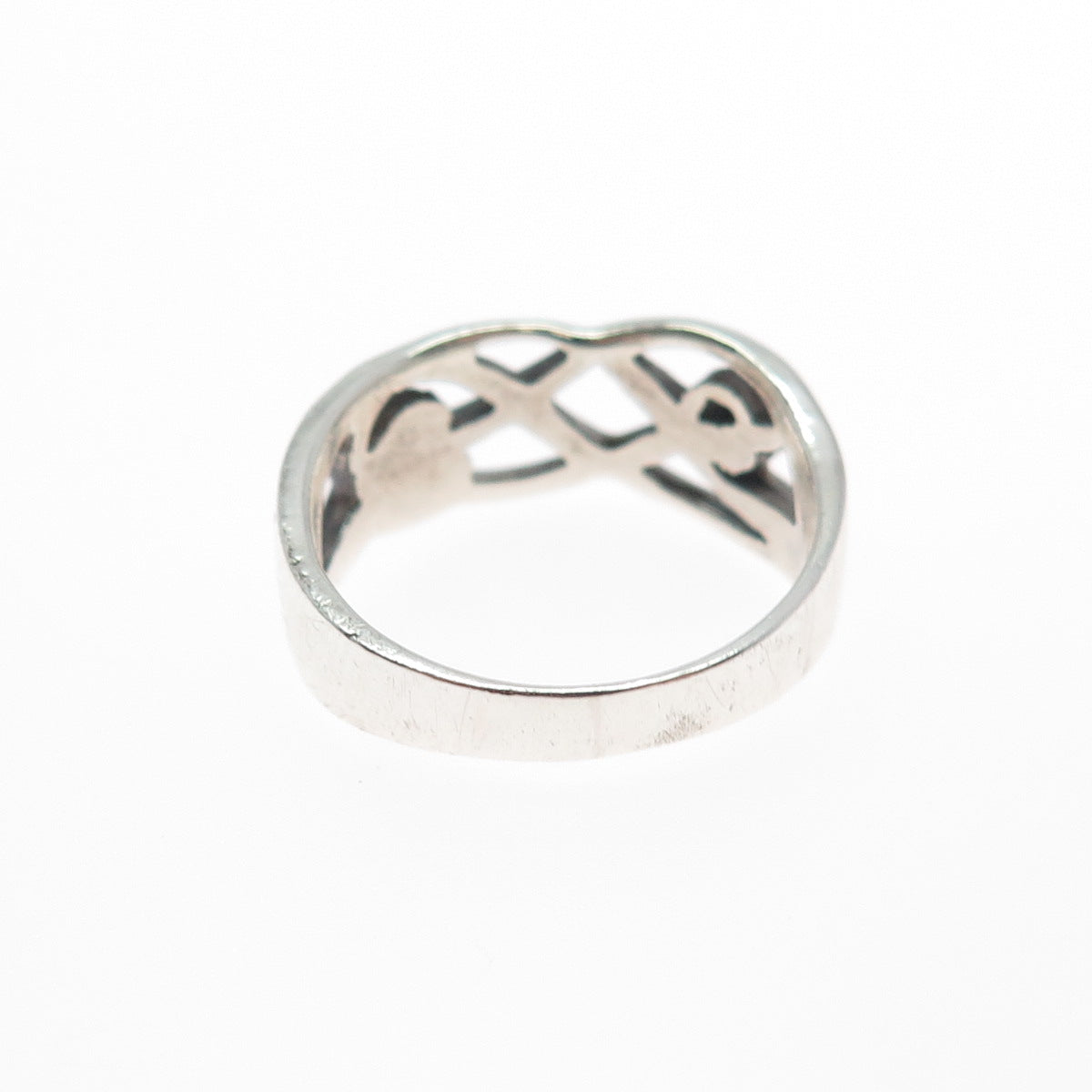 925 Sterling Silver Vintage Celtic Knot Heart Arrow Oxidized Ring Size 6.25