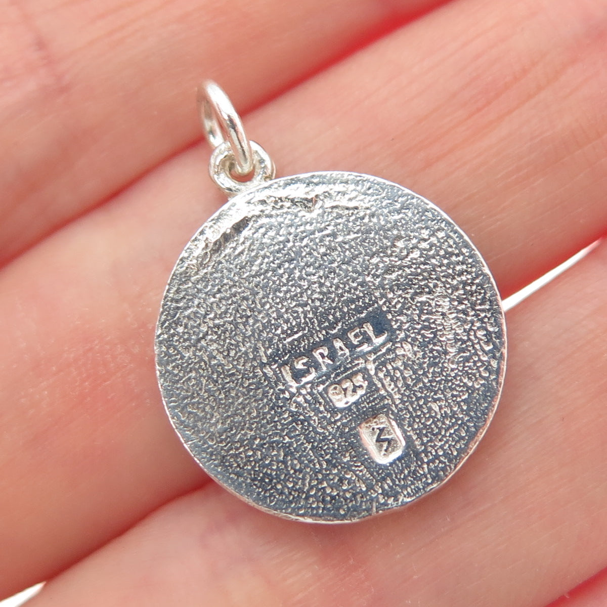 ZUMAN 925 Sterling Silver Vintage Israel Blue Enamel Cross Charm Pendant