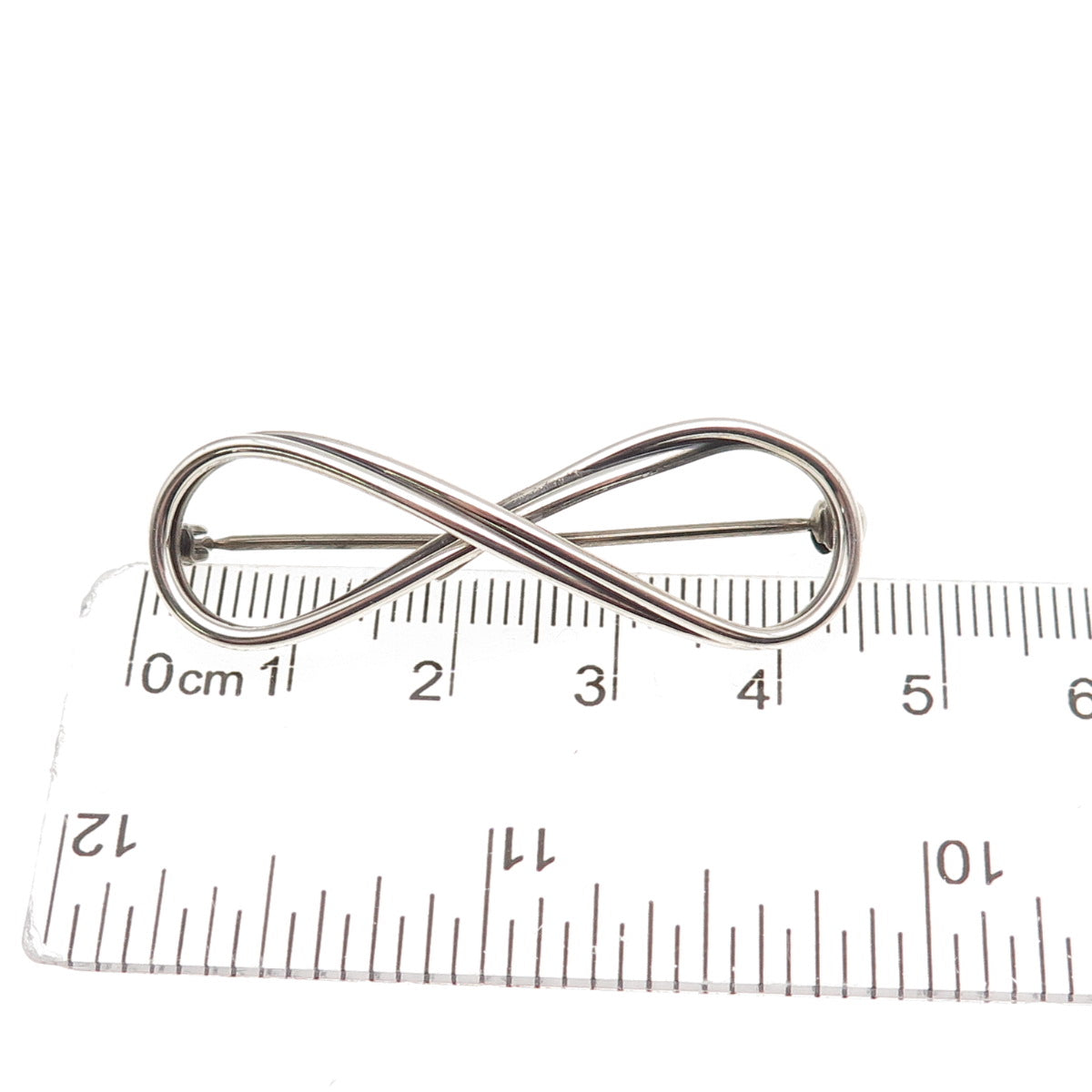 925 Sterling Silver Vintage Infinity Oxidized Pin Brooch