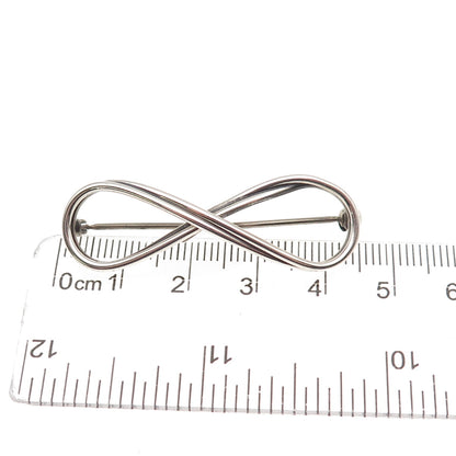 925 Sterling Silver Vintage Infinity Oxidized Pin Brooch