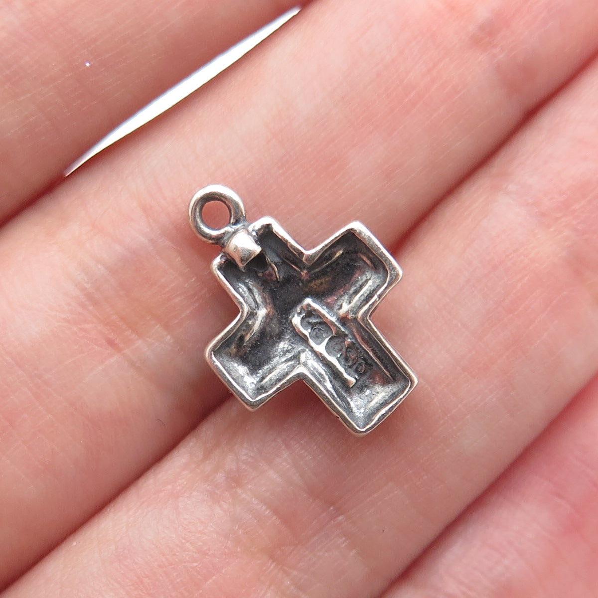 SIDNEY EVAN 925 Sterling Silver Vintage Cross Oxidized Minimalist Charm Pendant