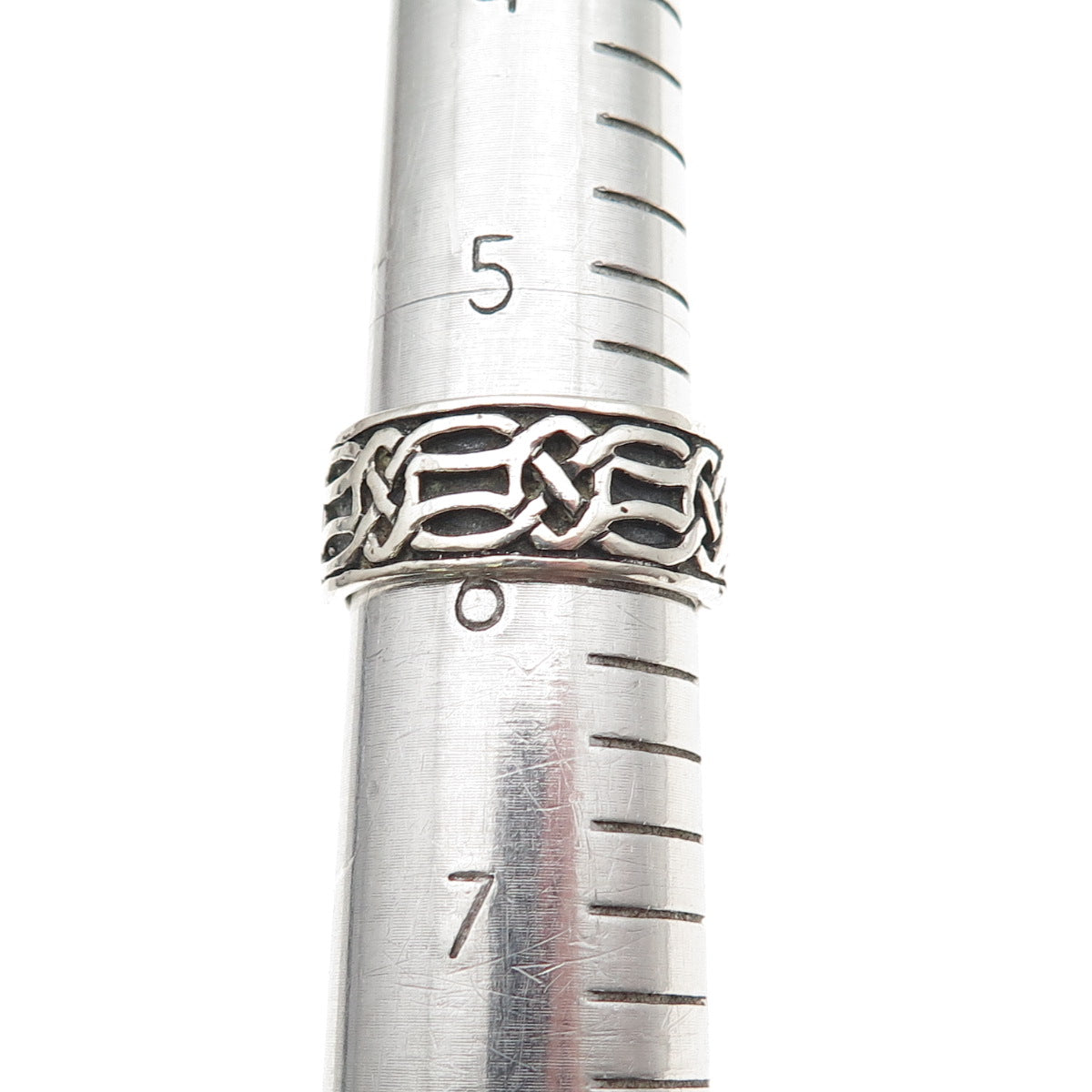 925 Sterling Silver Vintage Celtic Knot Oxidized Band Ring Size 6