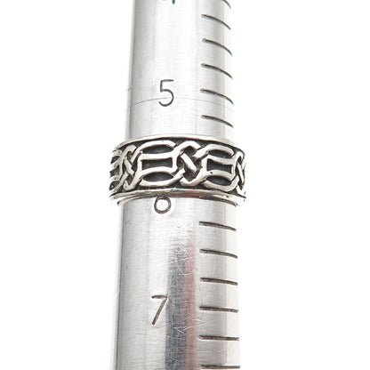 925 Sterling Silver Vintage Celtic Knot Oxidized Band Ring Size 6