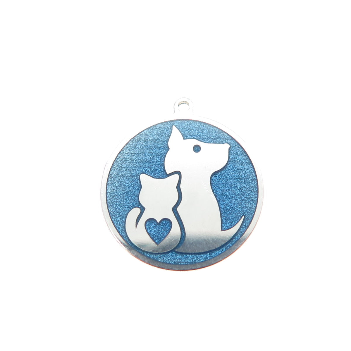 925 Sterling Silver Blue Enamel Cat & Dog Friendship Minimalist Charm Pendant
