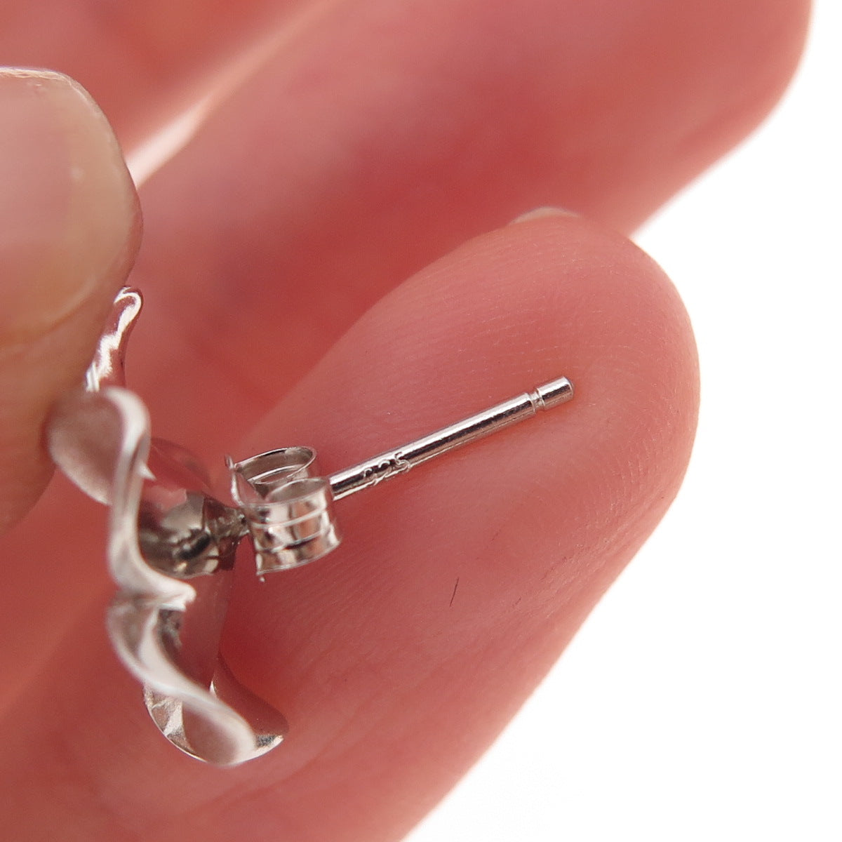 925 Sterling Silver Hawaiian Plumeria Flower Stud Earrings