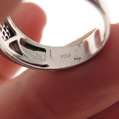925 Sterling Silver Round-Cut C Z Sparkle Ring Size 7.25