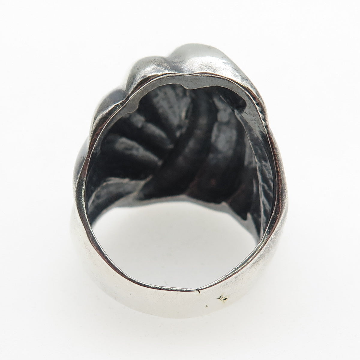 925 Sterling Silver Vintage Mexico Modernist Oxidized Statement Ring Size 10.25