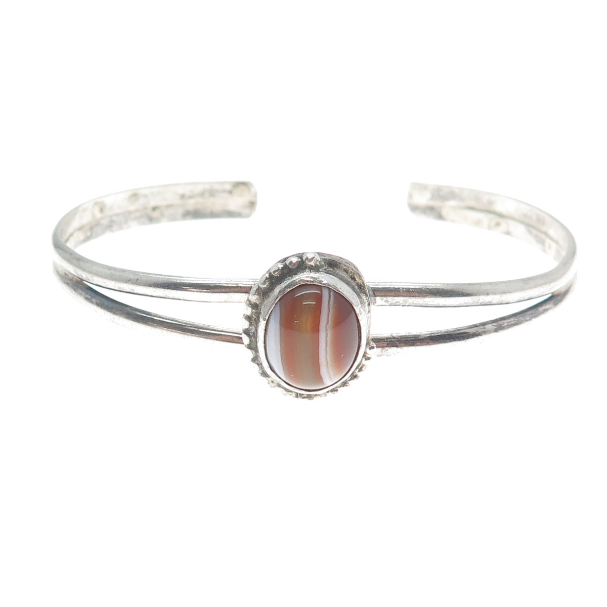 Old Pawn Sterling Silver Vintage Southwestern Agate Adjustable Bracelet 5.75"