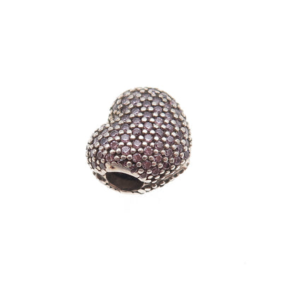 Pandora 925 Sterling Silver Pink C Z Heart Clip Charm