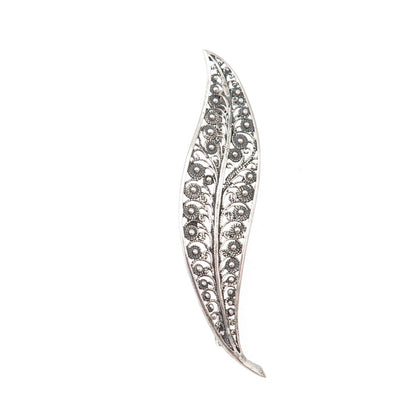 Hans Rudi Hofer 800 Silver Vintage Germany Floral Filigree Oxidized Pin Brooch