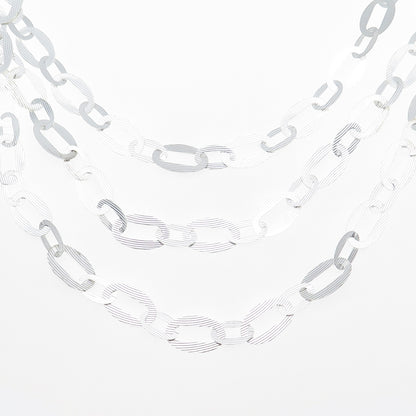 MILOR 925 Sterling Silver Vintage Italy 3-Row Oval Chain Necklace 20"