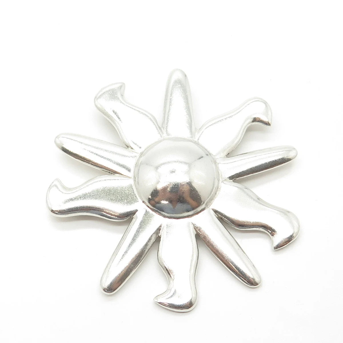 925 Sterling Silver Vintage Sun Pin Brooch / SIGNED "IC"