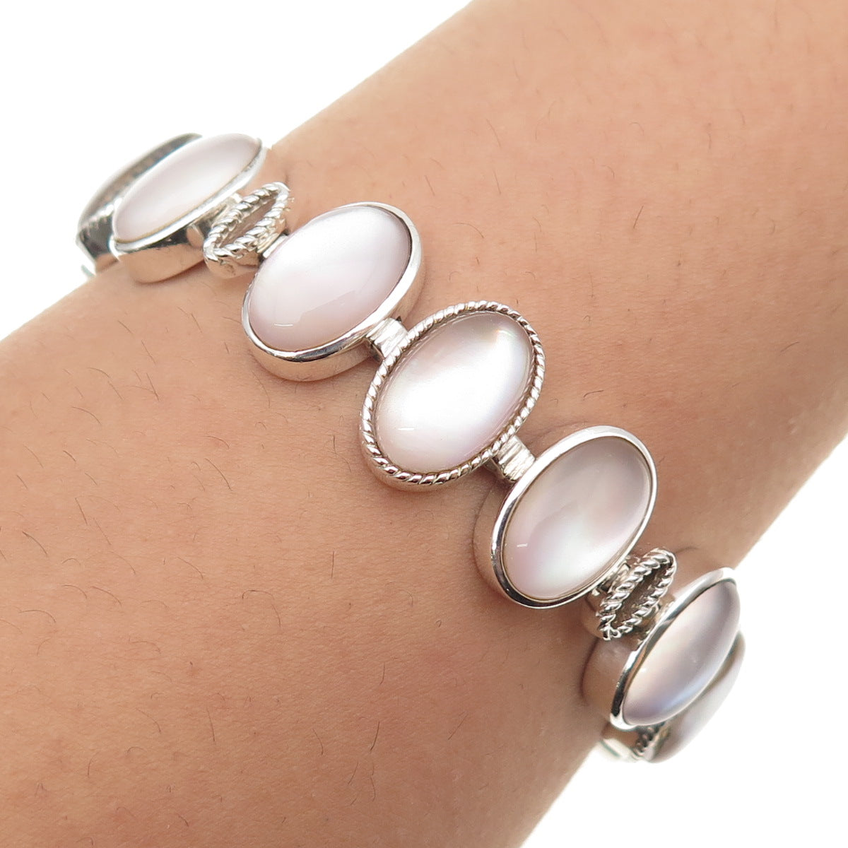 Whitney Kelly 925 Sterling Silver Vintage Real MOP Bracelet 7.25"