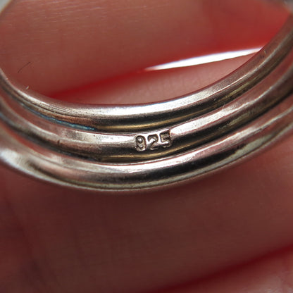 925 Sterling Silver Vintage Modernist Bypass Adjustable Ring Size 6.25