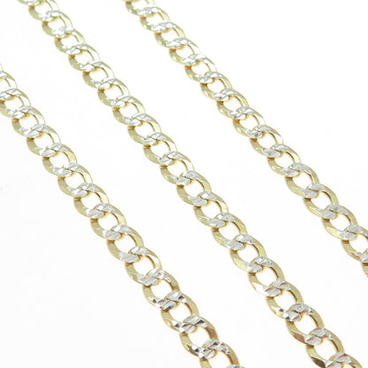 P. LUX 925 Sterling Silver 2-Tone Italy Diamond-Cut Flat Curb Chain Necklace 26"
