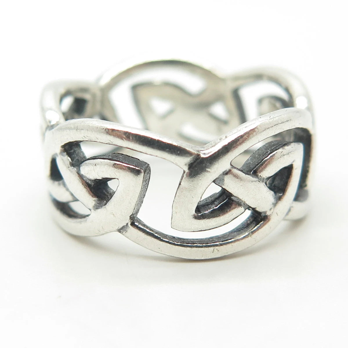 925 Sterling Silver Vintage Celtic Knot Band Ring Size 8.25