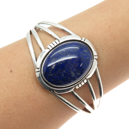 WYDELL BILLIE Old Pawn 925 Sterling Silver Vintage Lapis Adjustable Bracelet 7"