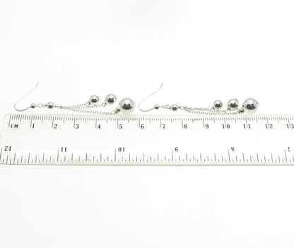 925 Sterling Silver Beaded Cable Chain Dangling Earrings