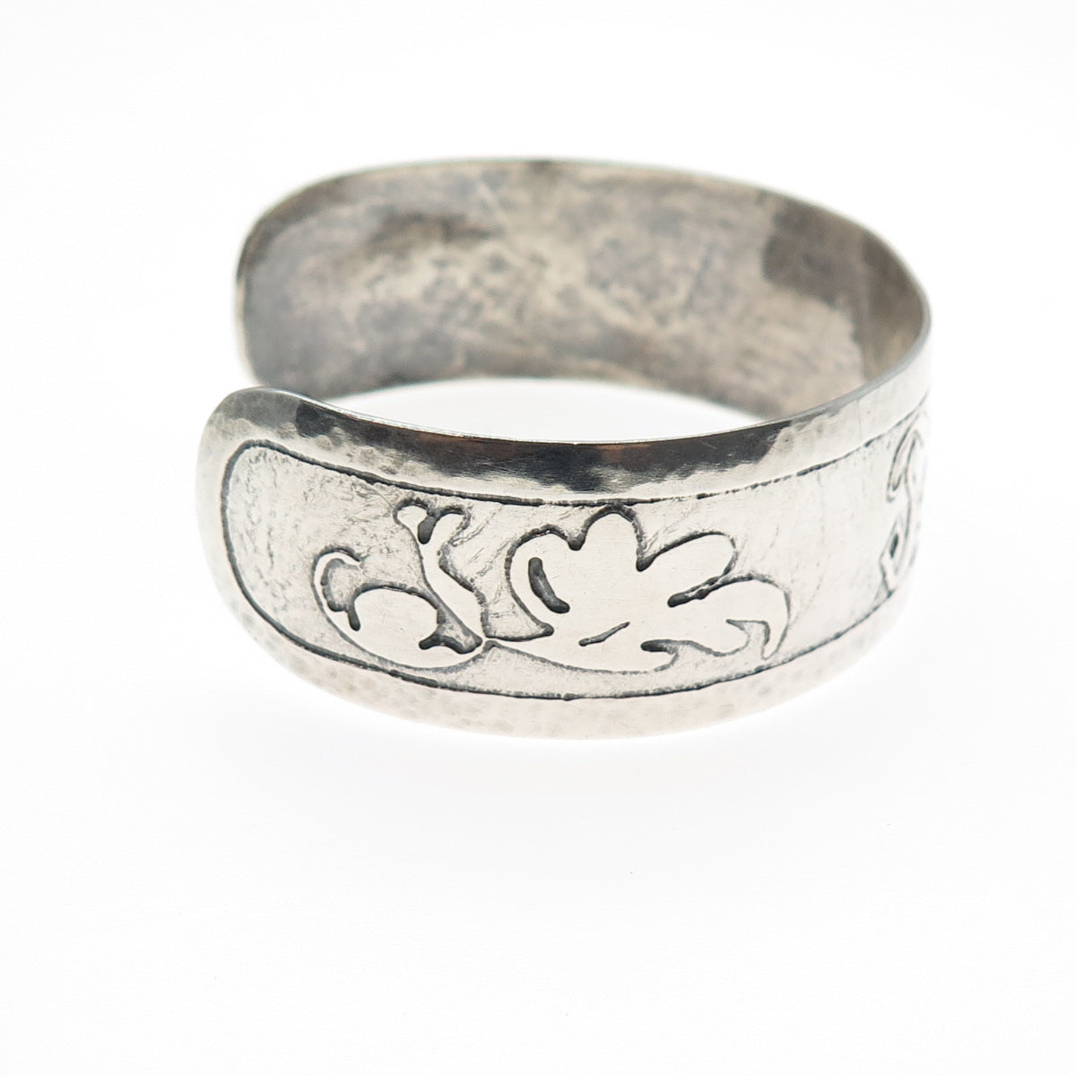 925 Sterling Silver Vintage Jaude Personalized Floral Adjustable Bracelet 6.75"
