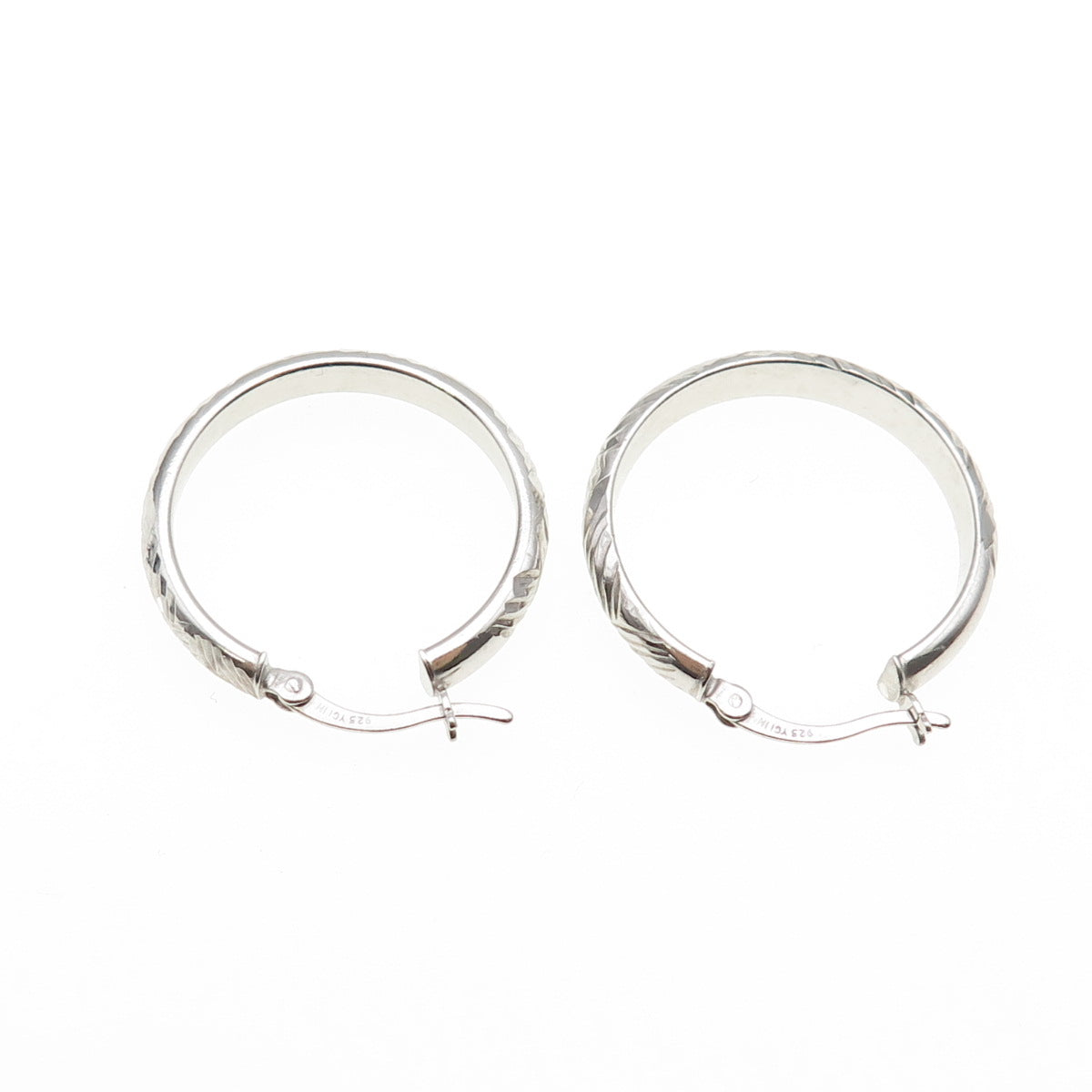 925 Sterling Silver Engraved Hoop Earrings