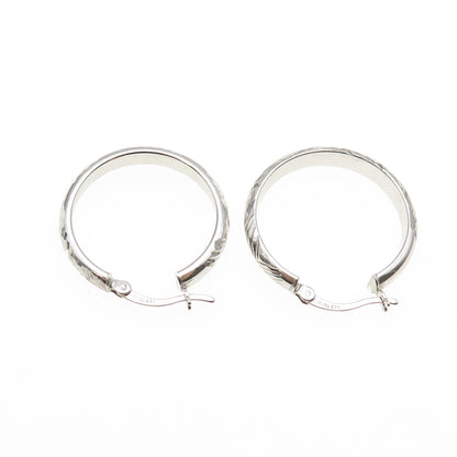 925 Sterling Silver Engraved Hoop Earrings