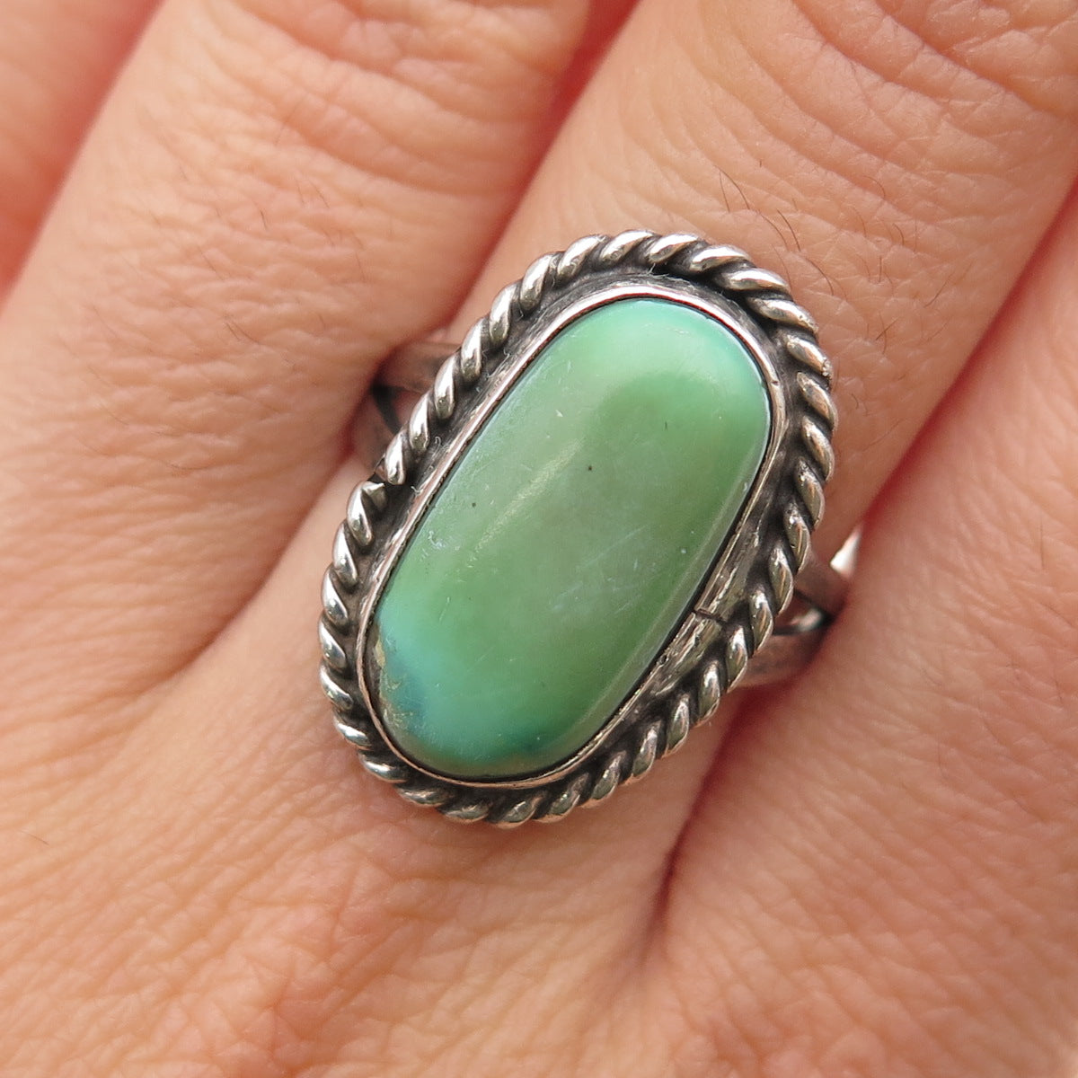 Old Pawn Sterling Silver Vintage Southwestern Royston Turquoise Ring Size 8.5