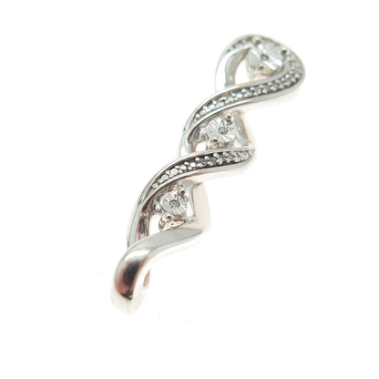 925 Sterling Silver Real Round-Cut Diamond Twisted Infinity Pendant