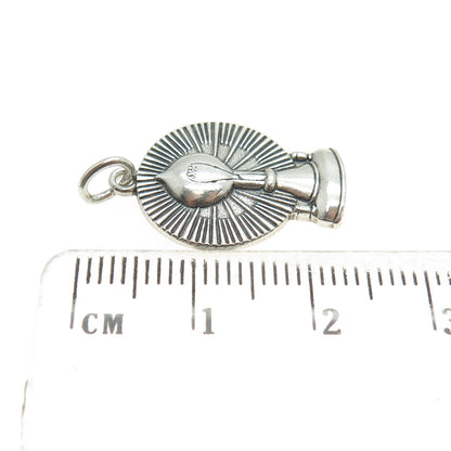 925 Sterling Silver Antique 1879 Edison's Lamp Invented Pendant