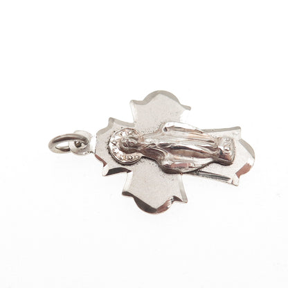 CHAPEL 925 Sterling Silver Antique Art Deco Crucifix Cross Mini Charm Pendant
