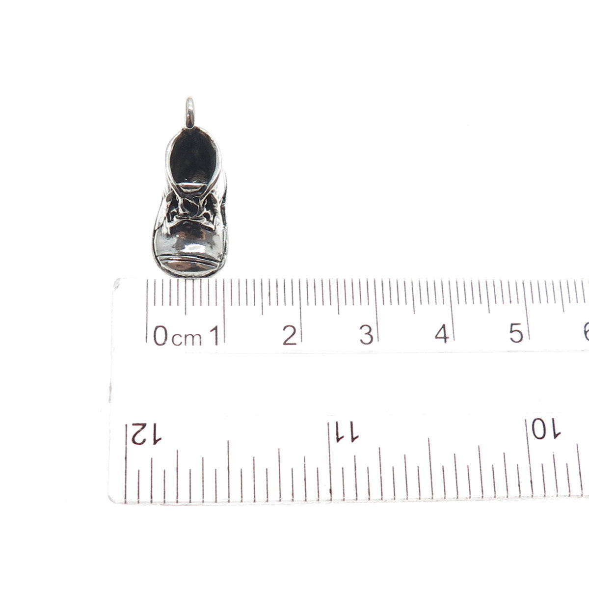 925 Sterling Silver Vintage It's a Boy Baby Shoe Oxidized Mini 3D Charm Pendant