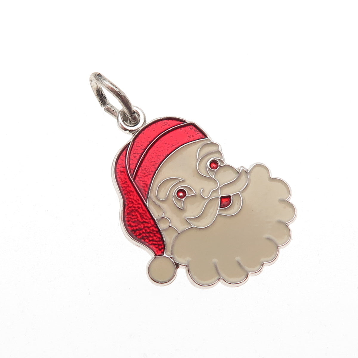 Spencer Co. 925 Sterling Silver Antique Art Deco Enamel Santa Claus Mini Pendant