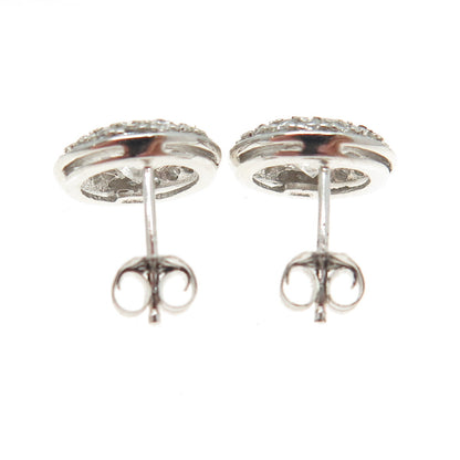 925 Sterling Silver Round-Cut C Z Stud Earrings