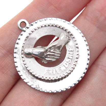 925 Sterling Silver Vintage M&M Friendship Charm Pendant