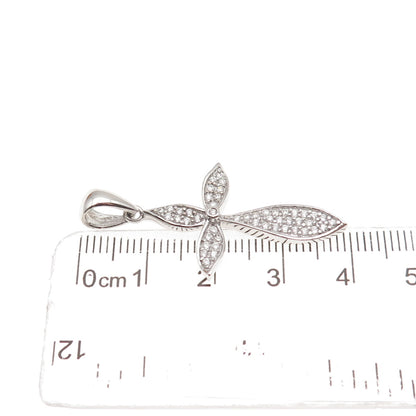 925 Sterling Silver Round-Cut C Z Cross Charm Pendant