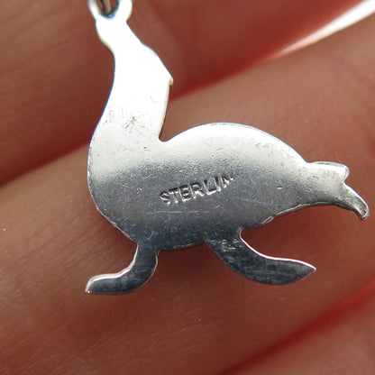 925 Sterling Silver Vintage Seal Oxidized Mini Charm Pendant