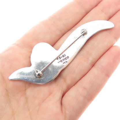 925 Sterling Silver 2-Tone Vintage Mexico Modernist Wavy Pin Brooch