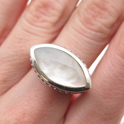 CFJ Collins Fine 925 Sterling Silver Vintage Real MOP Modernist Ring Size 6.75