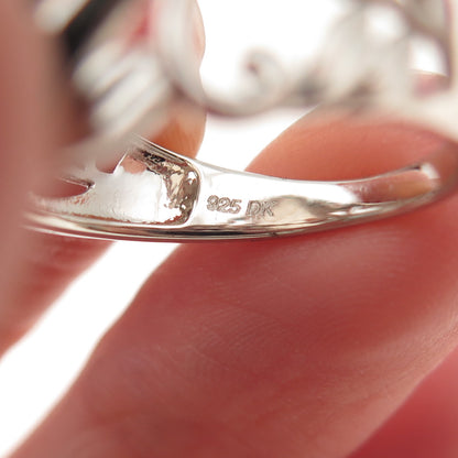 925 Sterling Silver Real Sleeping Beauty Turquoise Floral Ring Size 8