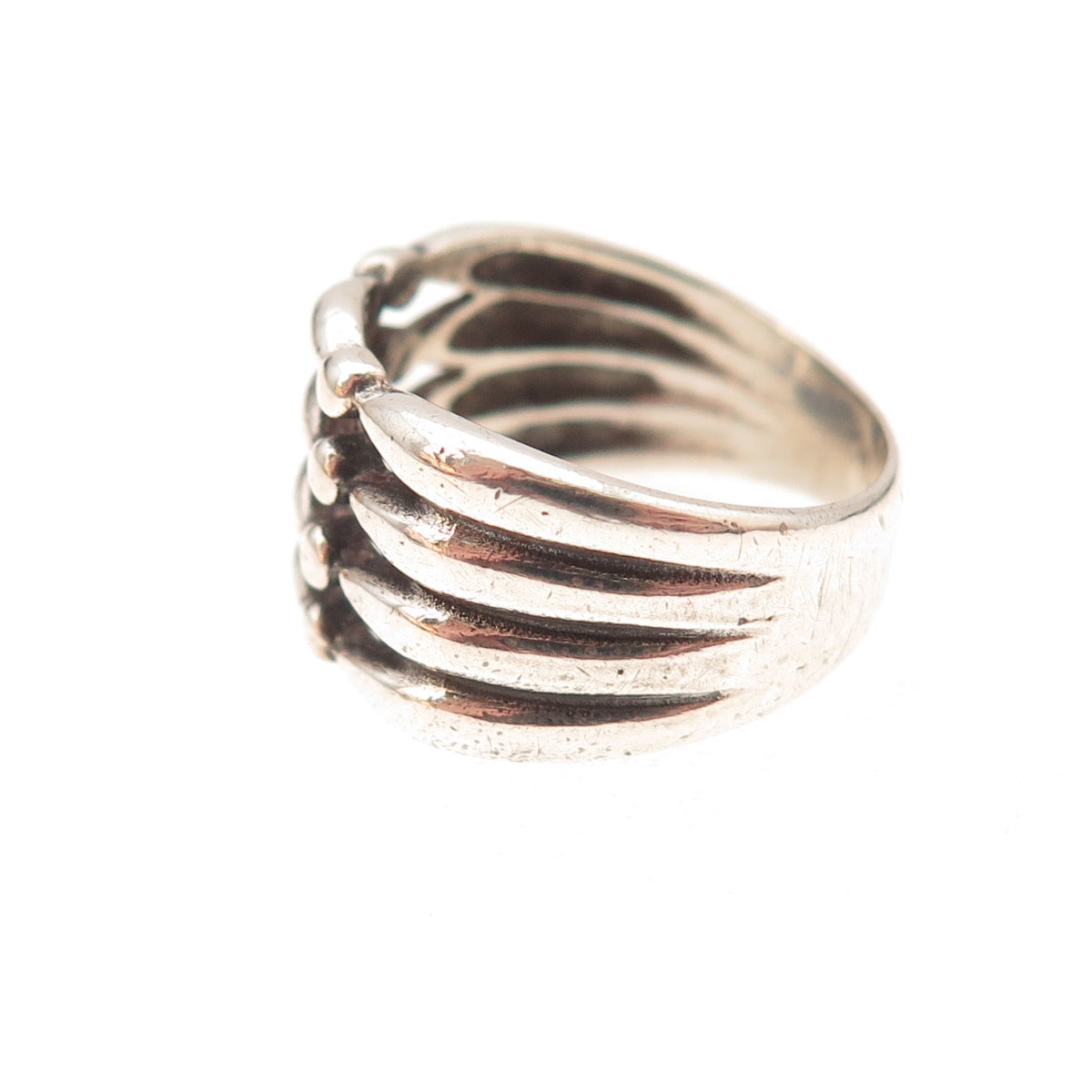 Boma 925 Sterling Silver Vintage Modernist 4-Row Oxidized Ring Size 5