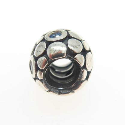 PANDORA 925 Sterling Silver Round-Cut Blue C Z Bubble Bead Charm