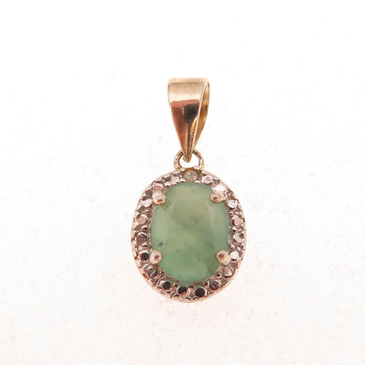 Dee Berkle 925 Sterling Silver Gold Plated Real Diamond & Emerald Charm Pendant