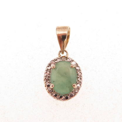Dee Berkle 925 Sterling Silver Gold Plated Real Diamond & Emerald Charm Pendant