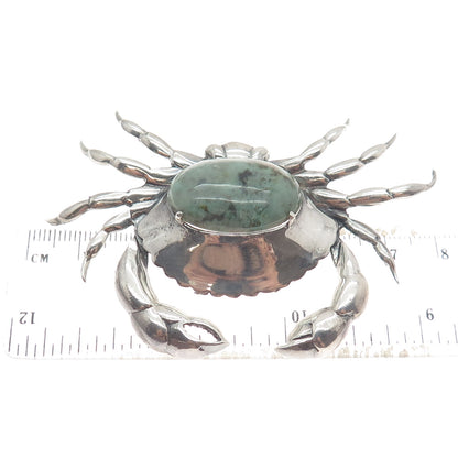 GREAT FALLS METAL WORKS 925 Sterling Silver Vintage Turquoise Gem Crab Brooch