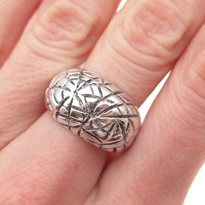 Charles Winston Sterling Silver Vintage Spider Web Oxidized Dome Ring Size 7.75